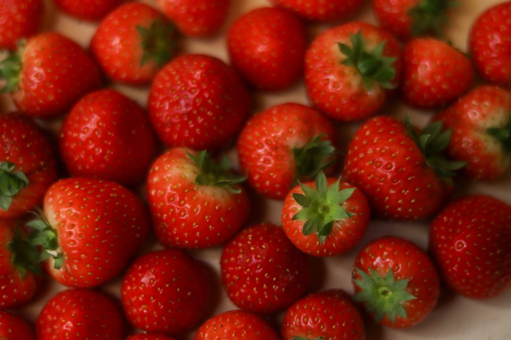 Strawberries from above