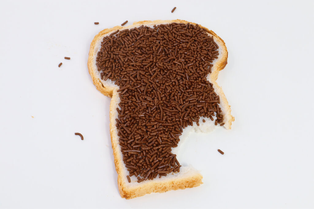 Bread with Dutch ‘hagelslag’ chocolate flakes