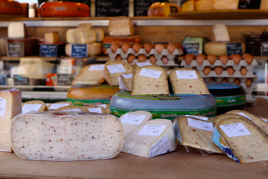 Dutch cheese market with a lot of cheese