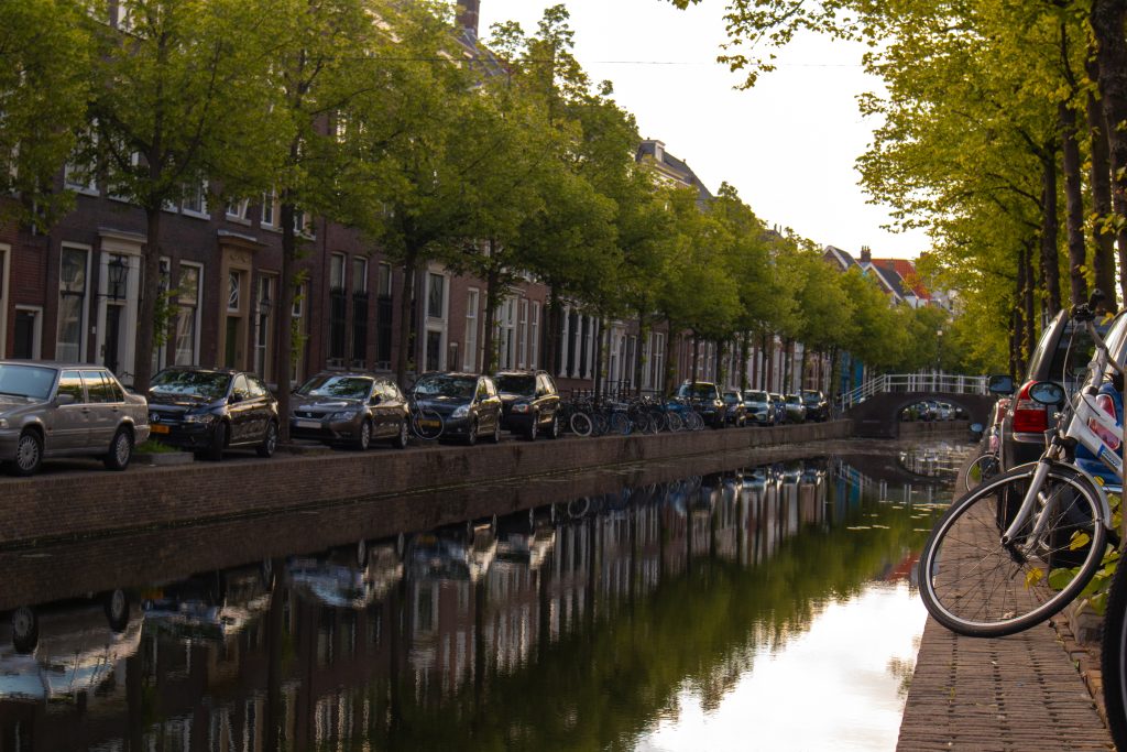 Parked cars along the canal