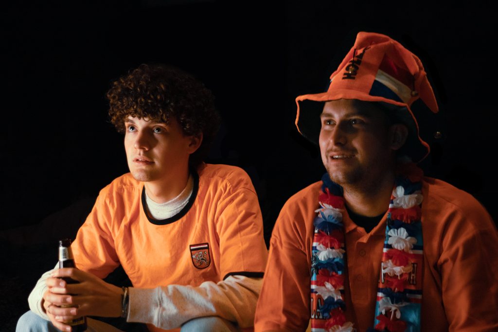 Two Dutch football sport fans