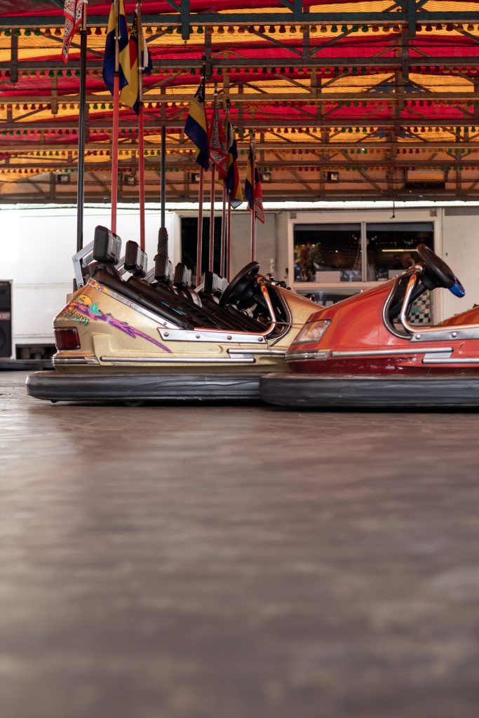 Empty parked bumper cars