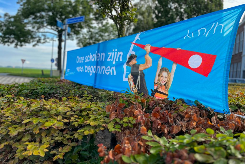 Safety bicycle traffic to school banner