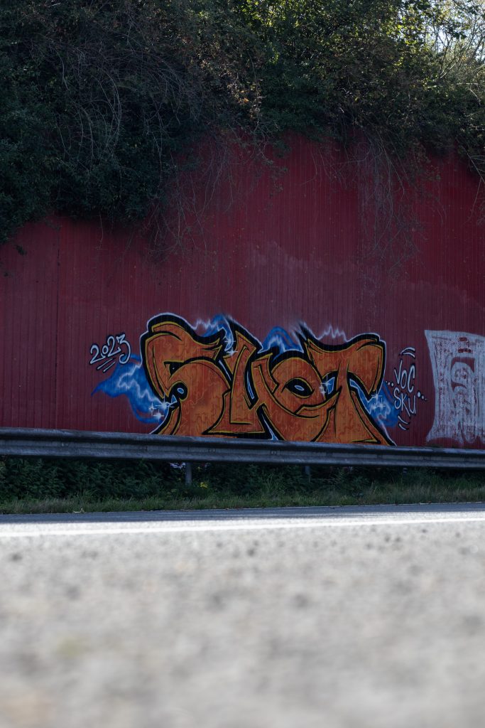 Graffiti on the walls of a highway