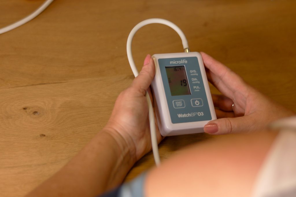 Blood pressure monitor in hands