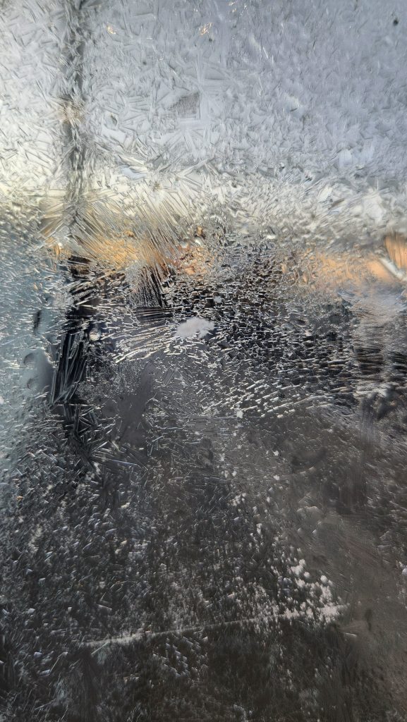 Frozen window in meteorological winter in Holland