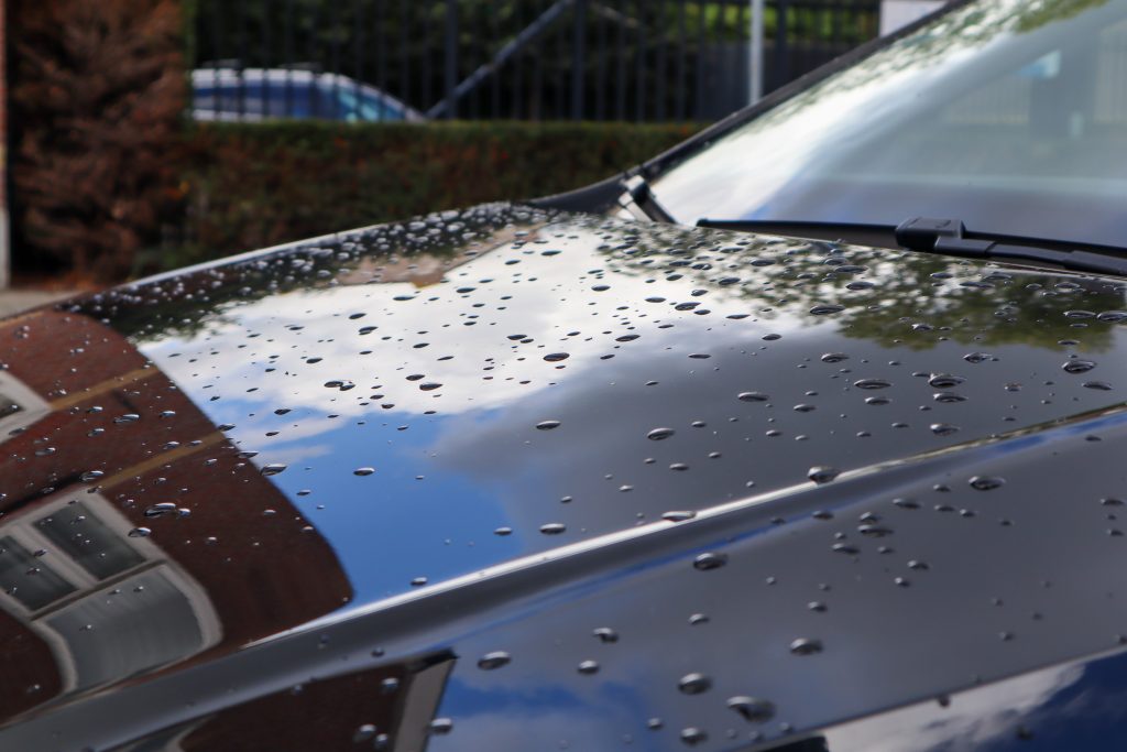 Raindrops on car