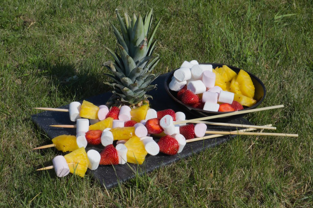 Marshmallow fruit sticks for BBQ