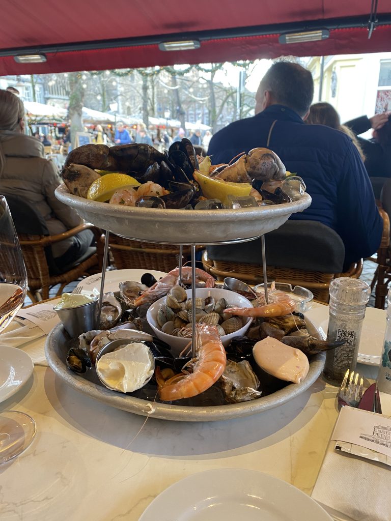 oysters fruits de mer on a terras in the heart of Maastricht